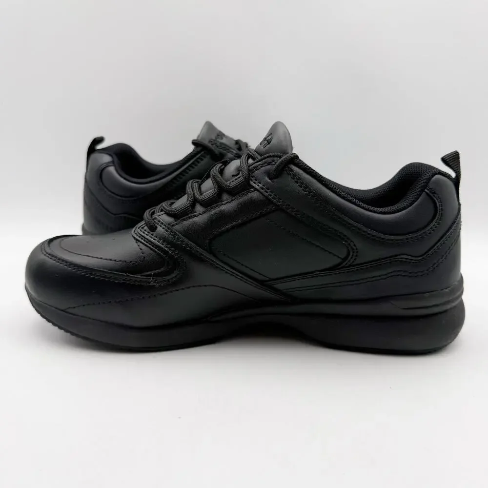 Propet Womens Lifewalker Sport Sneaker US 7.5 Wide EU 38 Black Leather NIB